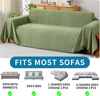 Non Slip Couch Cover Sofa Covers for 3 Cushion Couch Washable sectional Couch Covers for Dogs pet Furniture Protector Couch Cover Blanket for Living Room (Off White, 91"x134")