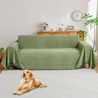 Non Slip Couch Cover Sofa Covers for 3 Cushion Couch Washable sectional Couch Covers for Dogs pet Furniture Protector Couch Cover Blanket for Living Room (Off White, 91"x134")