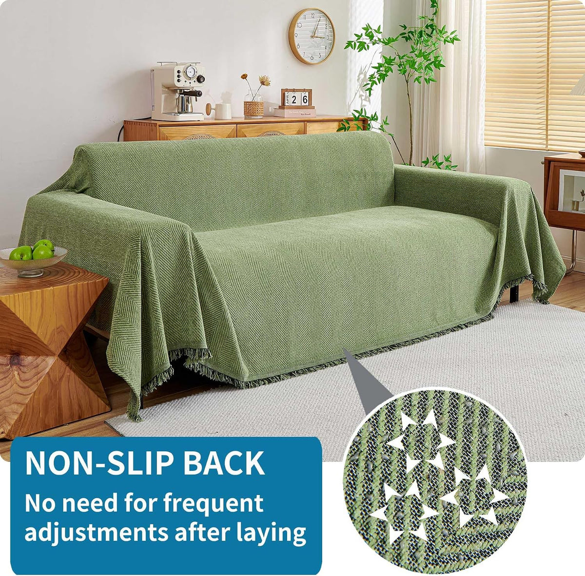 Non Slip Couch Cover Sofa Covers for 3 Cushion Couch Washable sectional Couch Covers for Dogs pet Furniture Protector Couch Cover Blanket for Living Room (Off White, 91"x134")