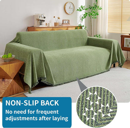 Non Slip Couch Cover Sofa Covers for 3 Cushion Couch Washable sectional Couch Covers for Dogs pet Furniture Protector Couch Cover Blanket for Living Room (Off White, 91"x134")