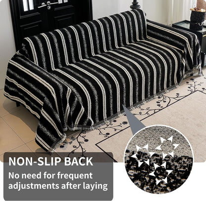 Non Slip Couch Cover Sofa Covers for 3 Cushion Couch Washable sectional Couch Covers for Dogs pet Furniture Protector Couch Cover Blanket for Living Room (Off White, 91"x134")