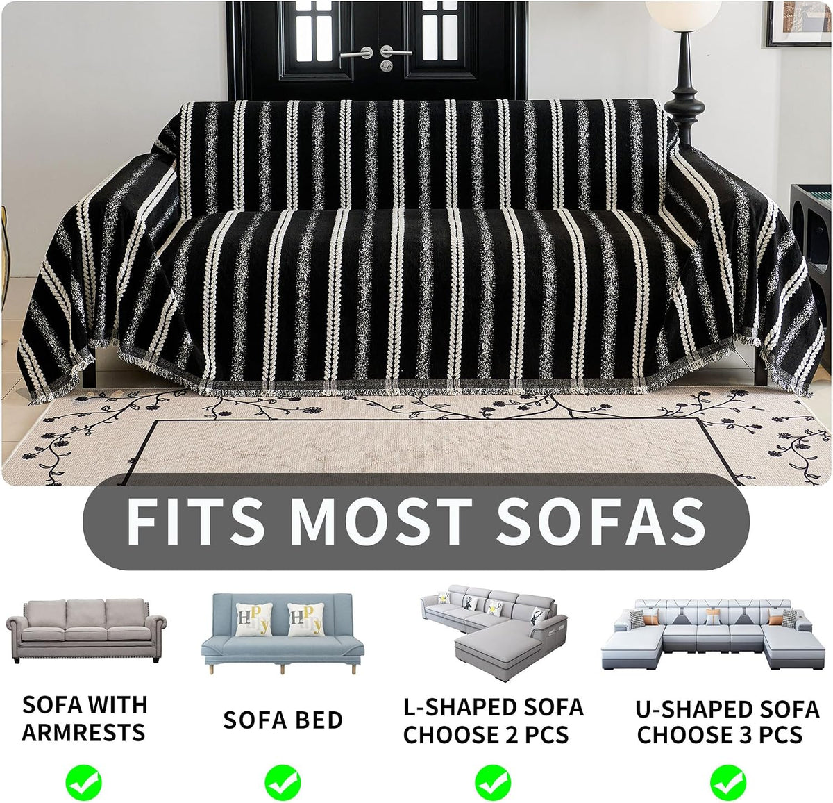 Non Slip Couch Cover Sofa Covers for 3 Cushion Couch Washable sectional Couch Covers for Dogs pet Furniture Protector Couch Cover Blanket for Living Room (Off White, 91"x134")