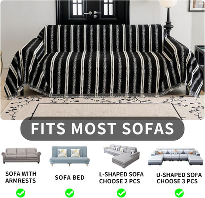 Non Slip Couch Cover Sofa Covers for 3 Cushion Couch Washable sectional Couch Covers for Dogs pet Furniture Protector Couch Cover Blanket for Living Room (Off White, 91"x134")
