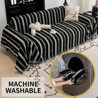 Non Slip Couch Cover Sofa Covers for 3 Cushion Couch Washable sectional Couch Covers for Dogs pet Furniture Protector Couch Cover Blanket for Living Room (Off White, 91"x134")