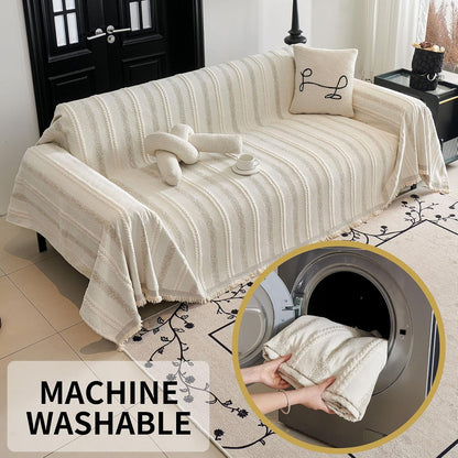 Non Slip Couch Cover Sofa Covers for 3 Cushion Couch Washable sectional Couch Covers for Dogs pet Furniture Protector Couch Cover Blanket for Living Room (Off White, 91"x134")