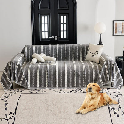 Non Slip Couch Cover Sofa Covers for 3 Cushion Couch Washable sectional Couch Covers for Dogs pet Furniture Protector Couch Cover Blanket for Living Room (Off White, 91"x134")
