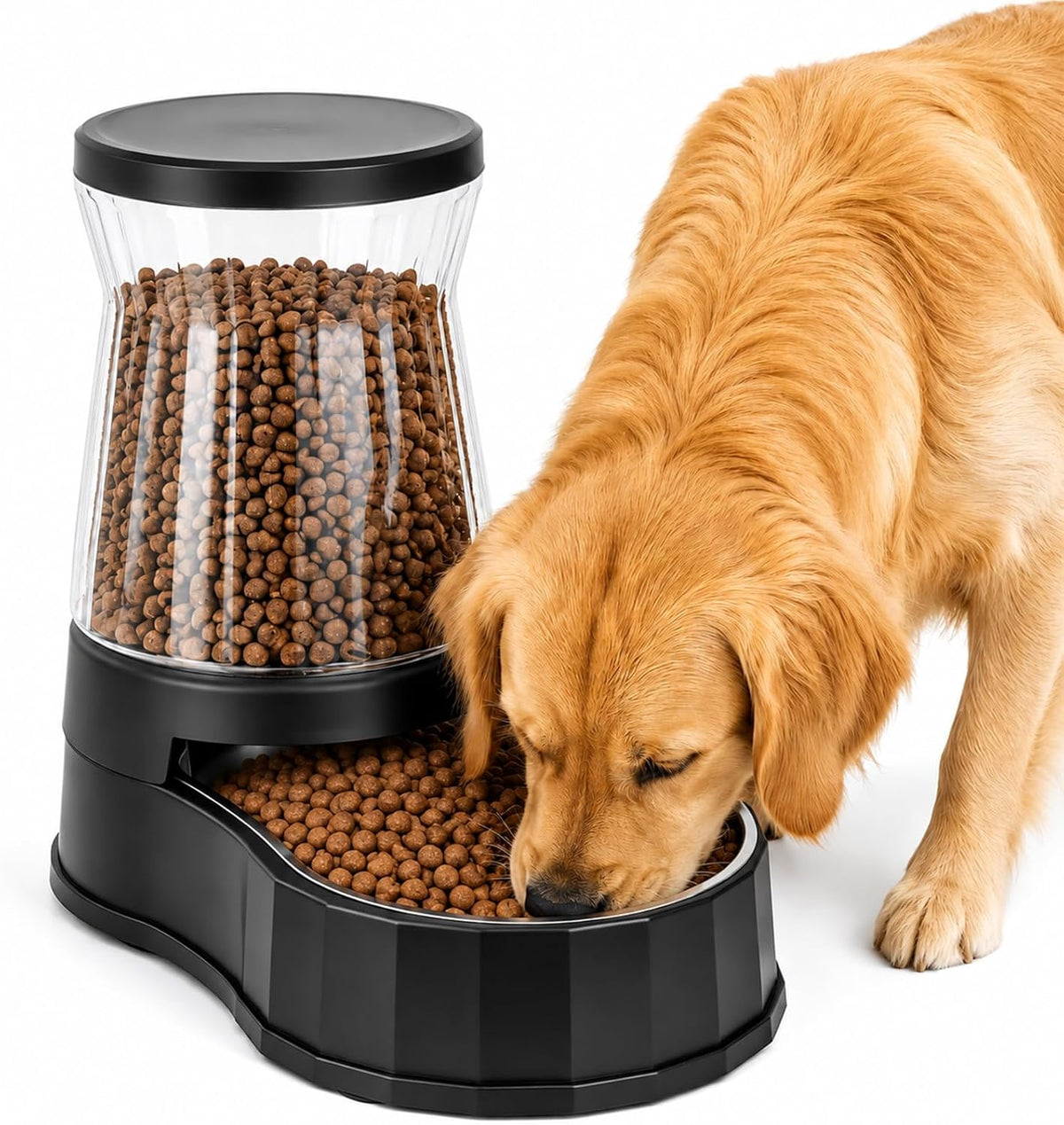 Automatic Dog Feeder and Water Dispenser with Stainless Steel Bowl, Dog Gravity Food Feeder and Waterer for Large Medium Pets 2.1 Gallon x 2
