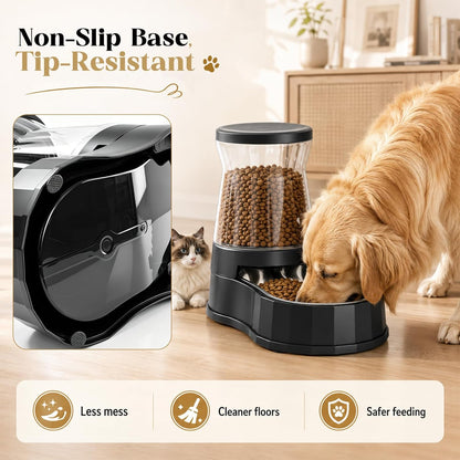 Automatic Dog Feeder and Water Dispenser with Stainless Steel Bowl, Dog Gravity Food Feeder and Waterer for Large Medium Pets 2.1 Gallon x 2