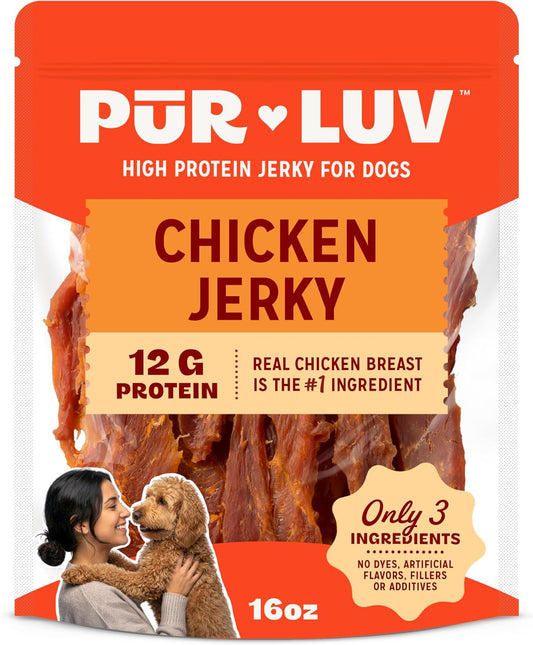 Chicken Jerky Dog Treats, Made with 100% Real Chicken Breast, 16 Ounces, Healthy, Easily Digestible, Long-Lasting, High Protein, Satisfies Dog's Urge to Chew