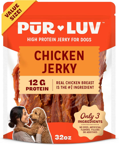 Chicken Jerky Dog Treats, Made with 100% Real Chicken Breast, 16 Ounces, Healthy, Easily Digestible, Long-Lasting, High Protein, Satisfies Dog's Urge to Chew