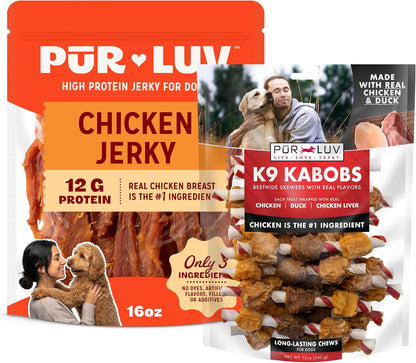 Chicken Jerky Dog Treats, Made with 100% Real Chicken Breast, 16 Ounces, Healthy, Easily Digestible, Long-Lasting, High Protein, Satisfies Dog's Urge to Chew