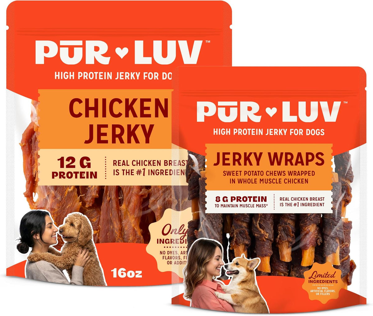 Chicken Jerky Dog Treats, Made with 100% Real Chicken Breast, 16 Ounces, Healthy, Easily Digestible, Long-Lasting, High Protein, Satisfies Dog's Urge to Chew