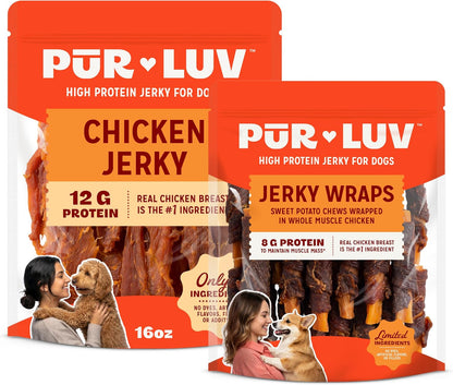 Chicken Jerky Dog Treats, Made with 100% Real Chicken Breast, 16 Ounces, Healthy, Easily Digestible, Long-Lasting, High Protein, Satisfies Dog's Urge to Chew