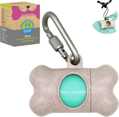Dog Poop Pickup Bags Holder Dispenser with Standard-Sized Leak-Proof Scented Doggy Waste Bags and Carabiner with Safety Lock&Fastener Never Loose on Leash Lead Again (1 Holder 15 Bags, Black)