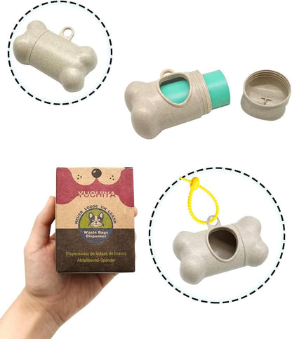 Dog Poop Pickup Bags Holder Dispenser with Standard-Sized Leak-Proof Scented Doggy Waste Bags and Carabiner with Safety Lock&Fastener Never Loose on Leash Lead Again (1 Holder 15 Bags, Black)