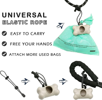 Dog Poop Pickup Bags Holder Dispenser with Standard-Sized Leak-Proof Scented Doggy Waste Bags and Carabiner with Safety Lock&Fastener Never Loose on Leash Lead Again (1 Holder 15 Bags, Black)