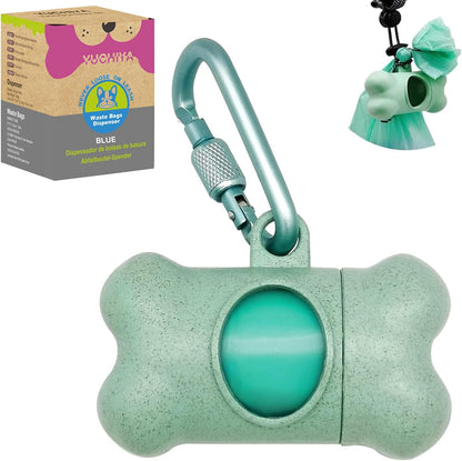 Dog Poop Pickup Bags Holder Dispenser with Standard-Sized Leak-Proof Scented Doggy Waste Bags and Carabiner with Safety Lock&Fastener Never Loose on Leash Lead Again (1 Holder 15 Bags, Black)