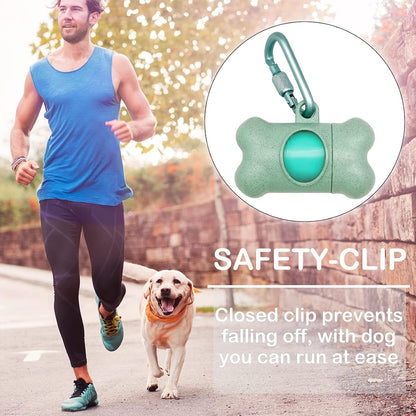 Dog Poop Pickup Bags Holder Dispenser with Standard-Sized Leak-Proof Scented Doggy Waste Bags and Carabiner with Safety Lock&Fastener Never Loose on Leash Lead Again (1 Holder 15 Bags, Black)