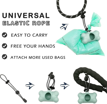 Dog Poop Pickup Bags Holder Dispenser with Standard-Sized Leak-Proof Scented Doggy Waste Bags and Carabiner with Safety Lock&Fastener Never Loose on Leash Lead Again (1 Holder 15 Bags, Black)