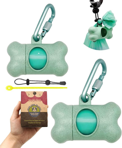 Dog Poop Pickup Bags Holder Dispenser with Standard-Sized Leak-Proof Scented Doggy Waste Bags and Carabiner with Safety Lock&Fastener Never Loose on Leash Lead Again (1 Holder 15 Bags, Black)