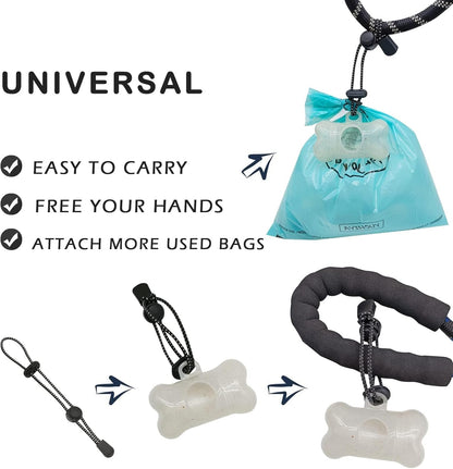 Dog Poop Pickup Bags Holder Dispenser with Standard-Sized Leak-Proof Scented Doggy Waste Bags and Carabiner with Safety Lock&Fastener Never Loose on Leash Lead Again (1 Holder 15 Bags, Black)