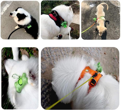 Dog Poop Pickup Bags Holder Dispenser with Standard-Sized Leak-Proof Scented Doggy Waste Bags and Carabiner with Safety Lock&Fastener Never Loose on Leash Lead Again (1 Holder 15 Bags, Black)