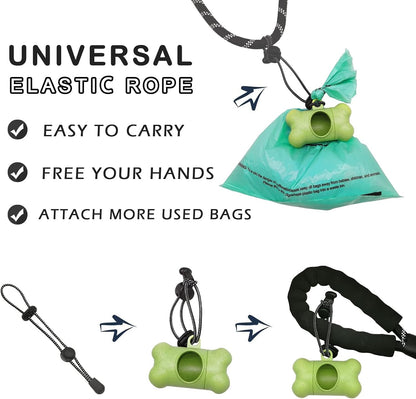 Dog Poop Pickup Bags Holder Dispenser with Standard-Sized Leak-Proof Scented Doggy Waste Bags and Carabiner with Safety Lock&Fastener Never Loose on Leash Lead Again (1 Holder 15 Bags, Black)