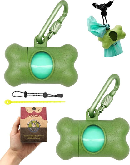 Dog Poop Pickup Bags Holder Dispenser with Standard-Sized Leak-Proof Scented Doggy Waste Bags and Carabiner with Safety Lock&Fastener Never Loose on Leash Lead Again (1 Holder 15 Bags, Black)