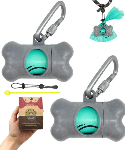 Dog Poop Pickup Bags Holder Dispenser with Standard-Sized Leak-Proof Scented Doggy Waste Bags and Carabiner with Safety Lock&Fastener Never Loose on Leash Lead Again (1 Holder 15 Bags, Black)