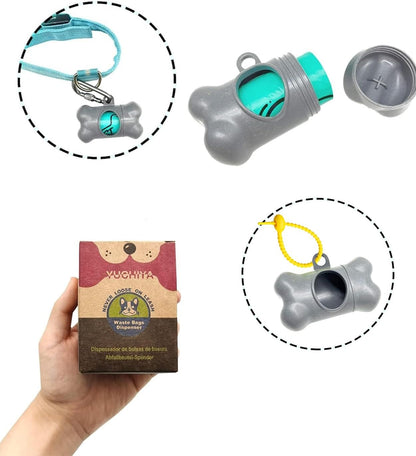 Dog Poop Pickup Bags Holder Dispenser with Standard-Sized Leak-Proof Scented Doggy Waste Bags and Carabiner with Safety Lock&Fastener Never Loose on Leash Lead Again (1 Holder 15 Bags, Black)