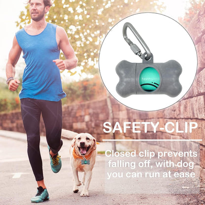 Dog Poop Pickup Bags Holder Dispenser with Standard-Sized Leak-Proof Scented Doggy Waste Bags and Carabiner with Safety Lock&Fastener Never Loose on Leash Lead Again (1 Holder 15 Bags, Black)