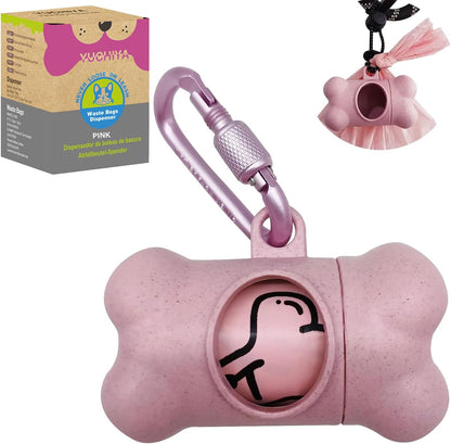 Dog Poop Pickup Bags Holder Dispenser with Standard-Sized Leak-Proof Scented Doggy Waste Bags and Carabiner with Safety Lock&Fastener Never Loose on Leash Lead Again (1 Holder 15 Bags, Black)