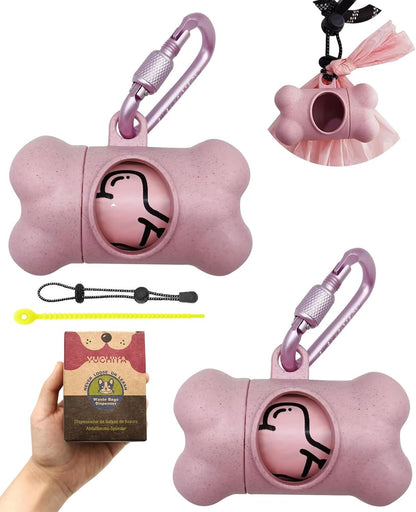 Dog Poop Pickup Bags Holder Dispenser with Standard-Sized Leak-Proof Scented Doggy Waste Bags and Carabiner with Safety Lock&Fastener Never Loose on Leash Lead Again (1 Holder 15 Bags, Black)