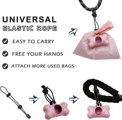 Dog Poop Pickup Bags Holder Dispenser with Standard-Sized Leak-Proof Scented Doggy Waste Bags and Carabiner with Safety Lock&Fastener Never Loose on Leash Lead Again (1 Holder 15 Bags, Black)