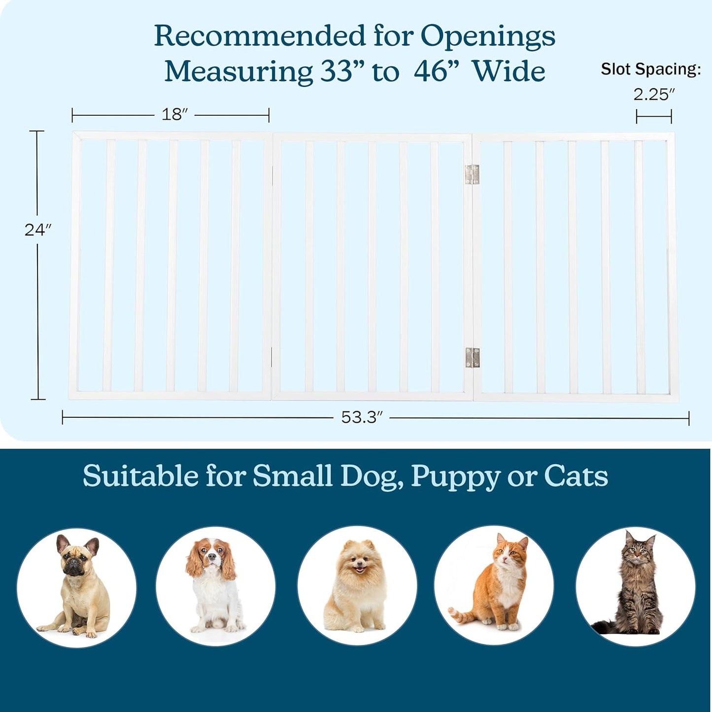 Pet Gate - 4-Panel Indoor Foldable Dog Fence for Stairs, Hallways, or Doorways - 72x24-Inch Wood Freestanding Dog Gates (Black)