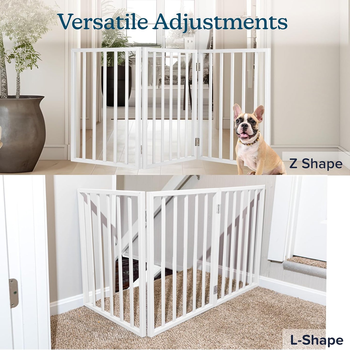 Pet Gate - 4-Panel Indoor Foldable Dog Fence for Stairs, Hallways, or Doorways - 72x24-Inch Wood Freestanding Dog Gates (Black)