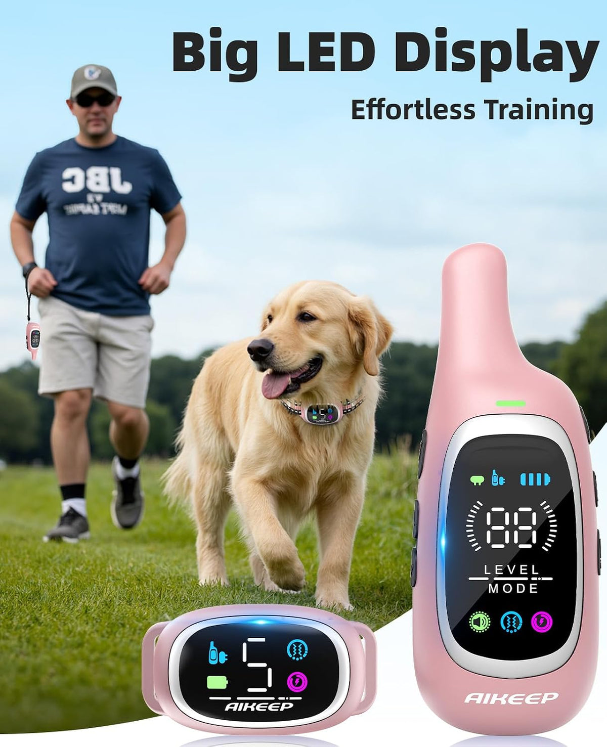 2-in-1 Dog Shock Collar and Bark Collar for Dogs – 3300FT Dog Training Collar with Remote, IP67 Waterproof e Collar with Anti-Bark/Beep/Vibration/Shock Modes for Small Medium Large Dog(8-120Lbs)