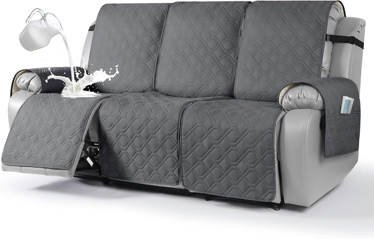 VANSOFY Waterproof Recliner Couch Covers Washable, Dark Gray,3 Seater