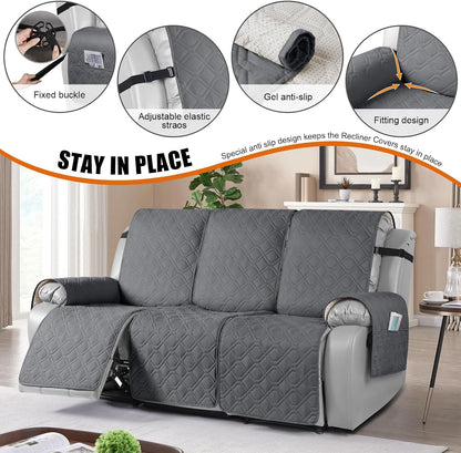 VANSOFY Waterproof Recliner Couch Covers Washable, Dark Gray,3 Seater