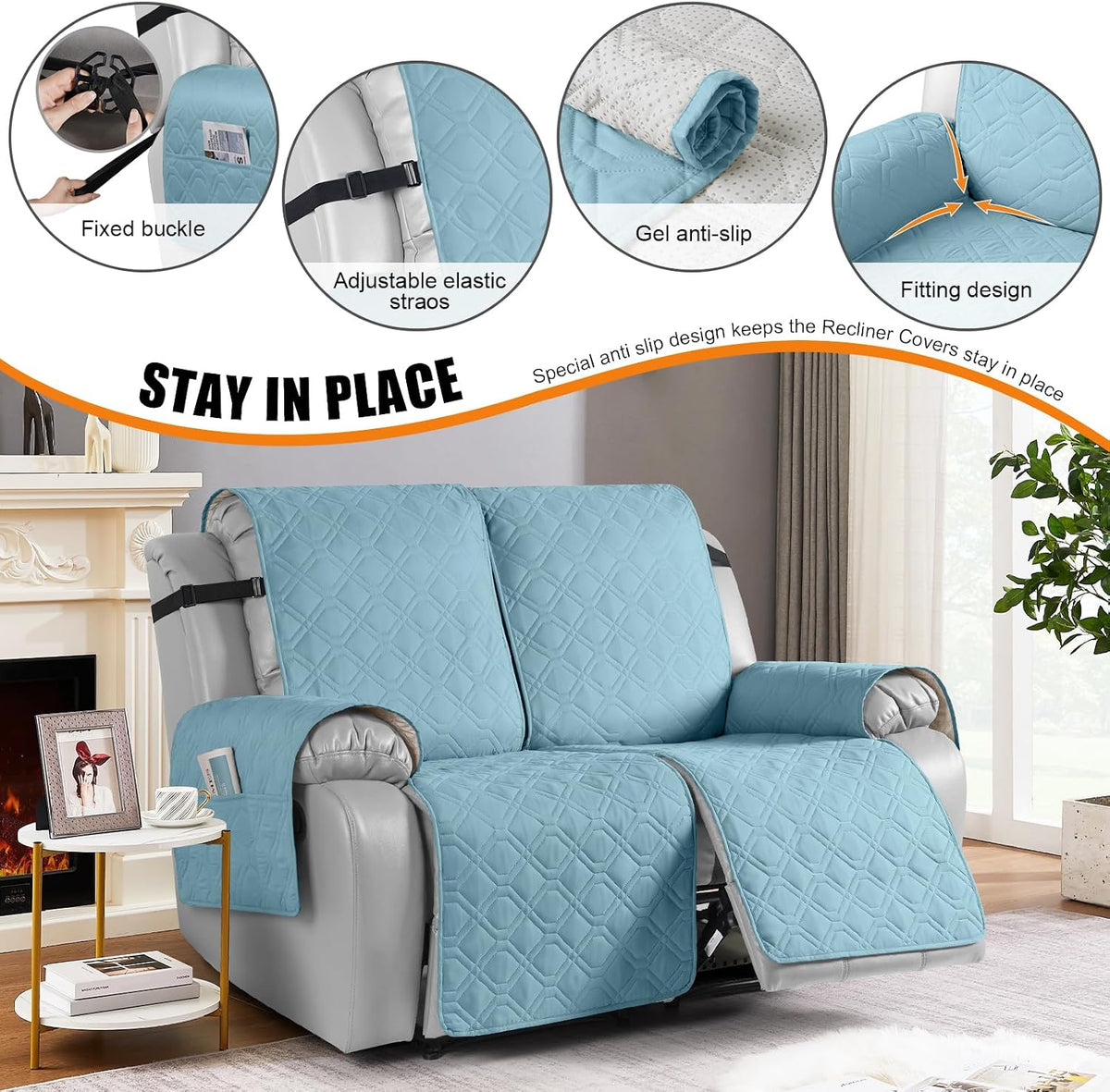 VANSOFY Waterproof Recliner Couch Covers Washable, Dark Gray,3 Seater