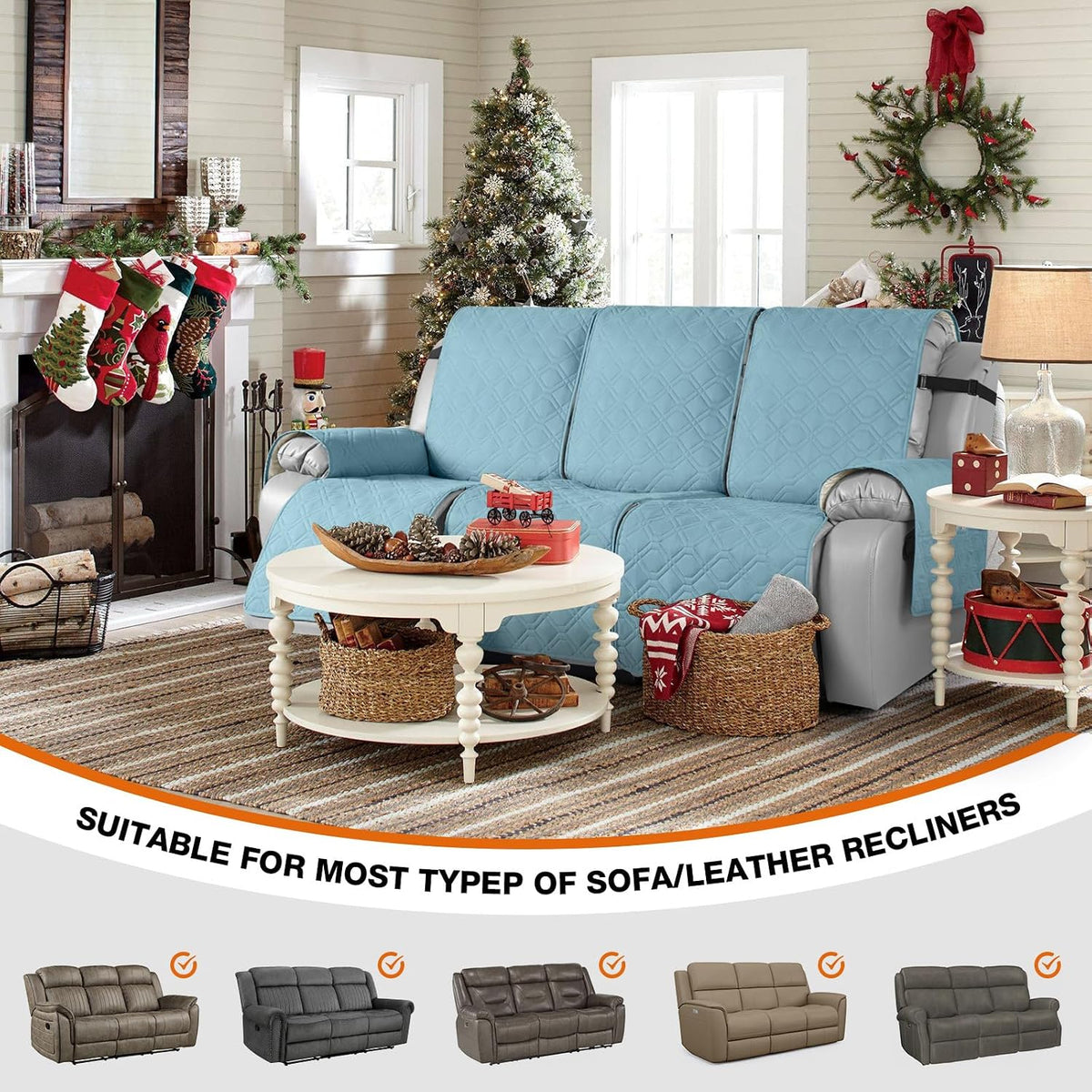 VANSOFY Waterproof Recliner Couch Covers Washable, Dark Gray,3 Seater