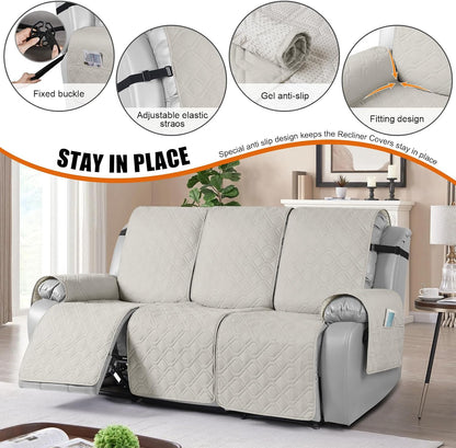 VANSOFY Waterproof Recliner Couch Covers Washable, Dark Gray,3 Seater