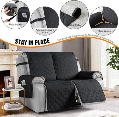 VANSOFY Waterproof Recliner Couch Covers Washable, Dark Gray,3 Seater