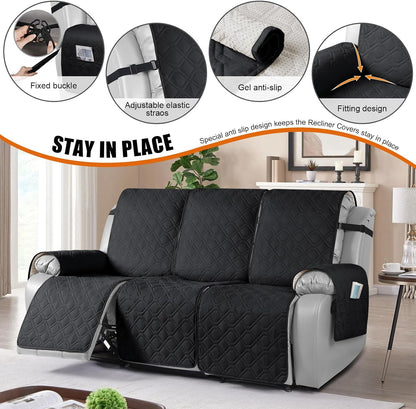 VANSOFY Waterproof Recliner Couch Covers Washable, Dark Gray,3 Seater