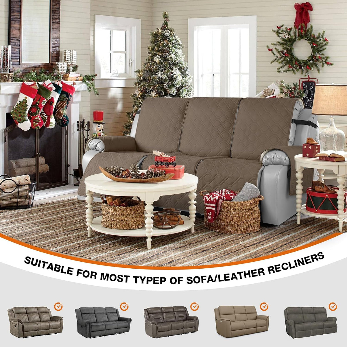 VANSOFY Waterproof Recliner Couch Covers Washable, Dark Gray,3 Seater