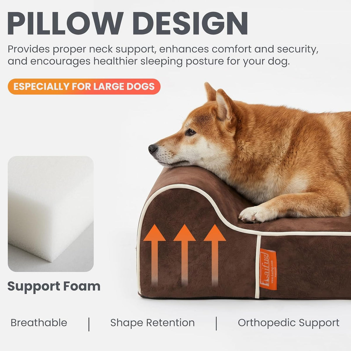 Orthopedic Dog Bed, Slate Grey 50''x36''x10'', Memory Foam