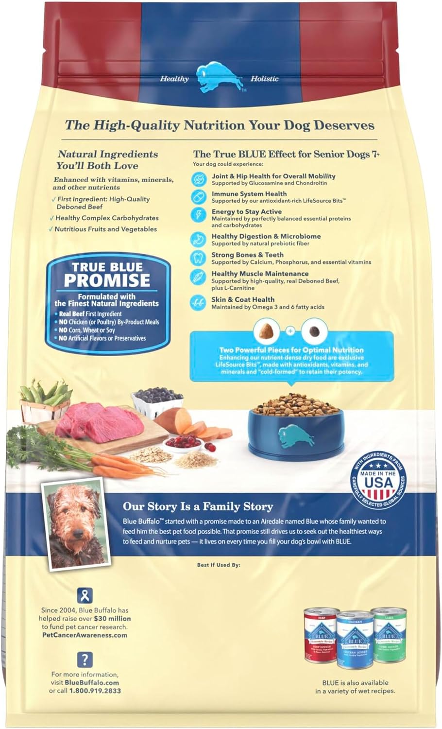 Blue Buffalo Life Protection Formula Beef Senior 7+ Dry Dog Food, 5 lb