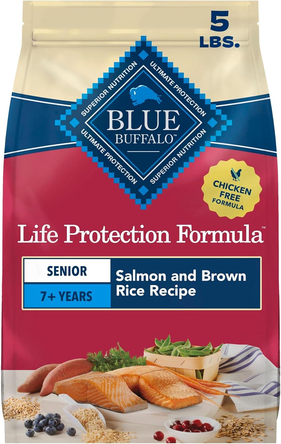 Blue Buffalo Life Protection Formula Beef Senior 7+ Dry Dog Food, 5 lb
