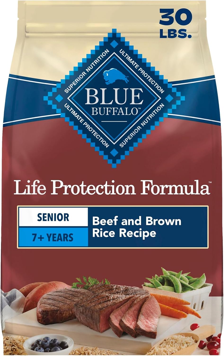 Blue Buffalo Life Protection Formula Beef Senior 7+ Dry Dog Food, 5 lb