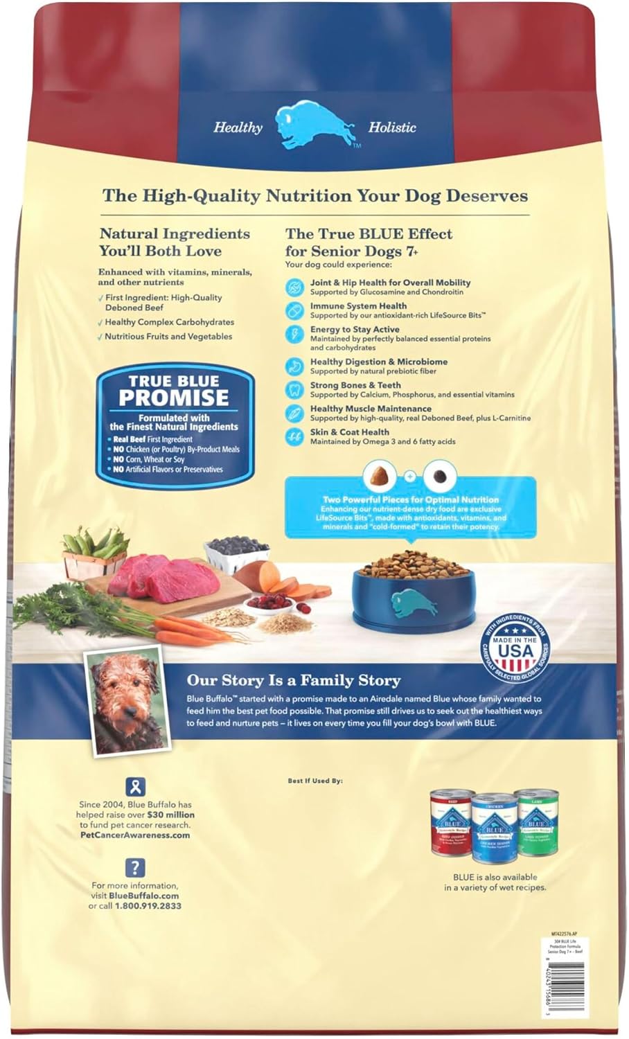 Blue Buffalo Life Protection Formula Beef Senior 7+ Dry Dog Food, 5 lb
